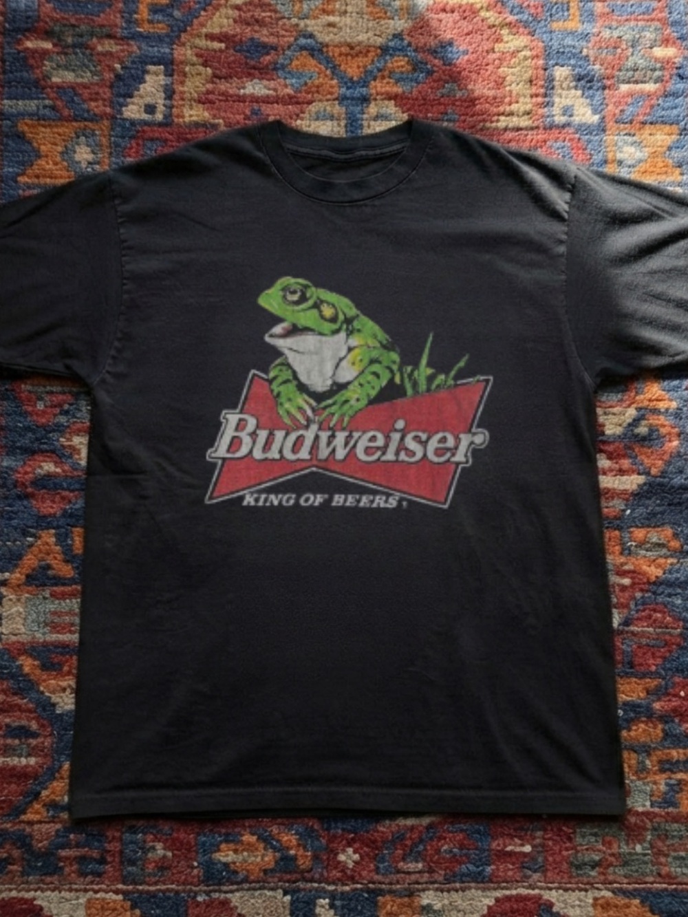 Gildan Black T-Shirt with Frog and Budweiser Logo